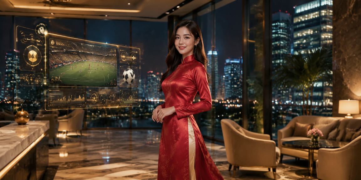 Màn hình đăng nhập tài khoản cá cược tại Hà Nội với áo dài truyền thống và nền đêm phố cổ