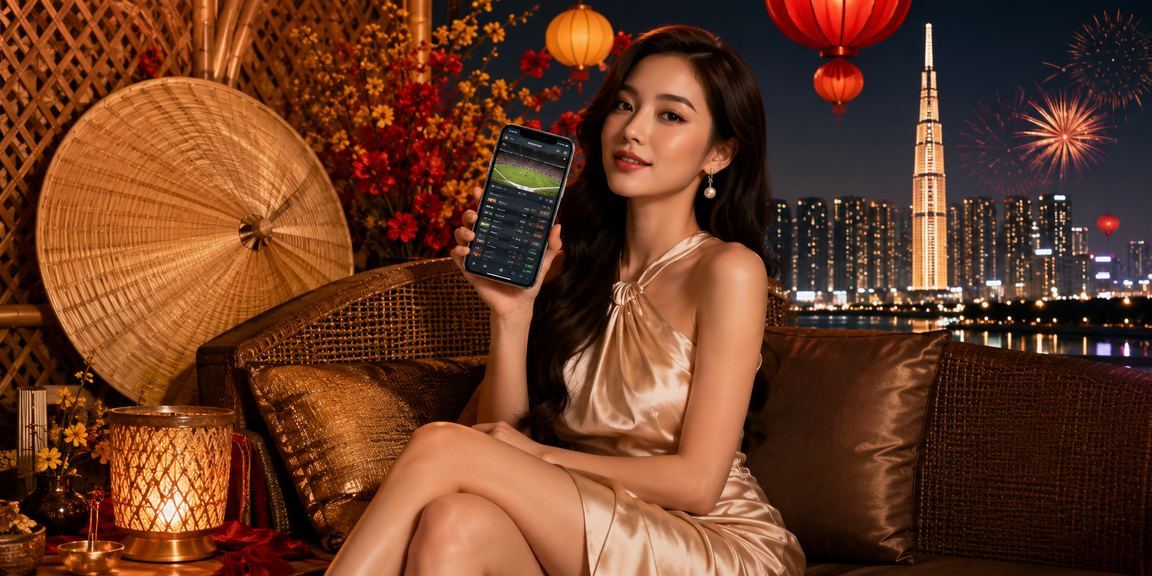 Người chơi cá cược thể thao tại Hồ Chí Minh với nón lá truyền thống và điện thoại thông minh